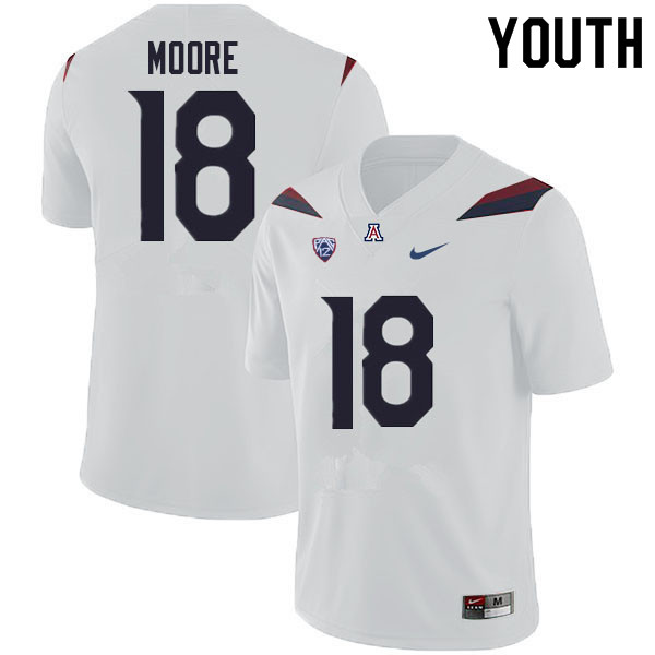 Youth #18 Nick Moore Arizona Wildcats College Football Jerseys Sale-White - Click Image to Close
